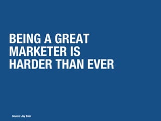 BEING A GREAT
MARKETER IS
HARDER THAN EVER
Source: Jay Baer
 