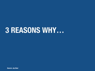 3 REASONS WHY…
Source: Jay Baer
 