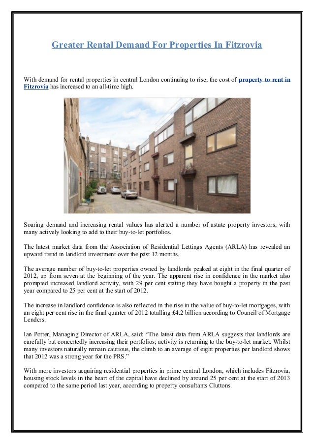 Greater rental demand for properties in Fitzrovia