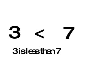 3 < 7 3 is less than 7 