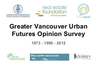 Greater Vancouver Urban
Futures Opinion Survey
1973-1990-2012
 