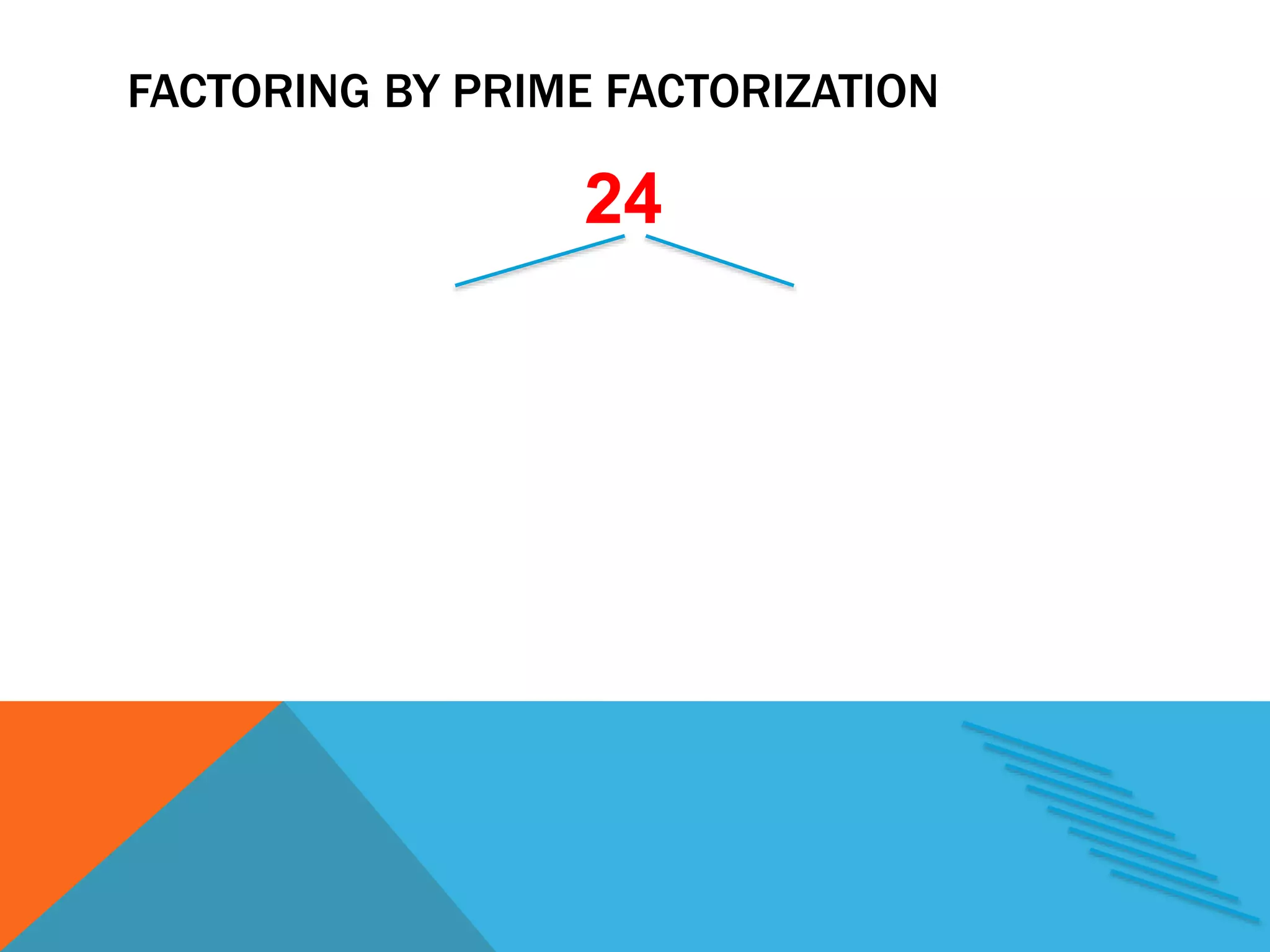 FACTORING BY PRIME FACTORIZATION
24
 