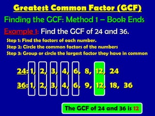 Greatest and Least Common Factors of .ppt