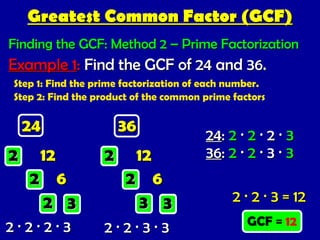 Greatest and Least Common Factors of .ppt