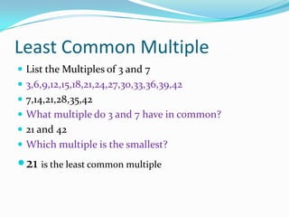 Greatest common factor and least common multiple | PPTX