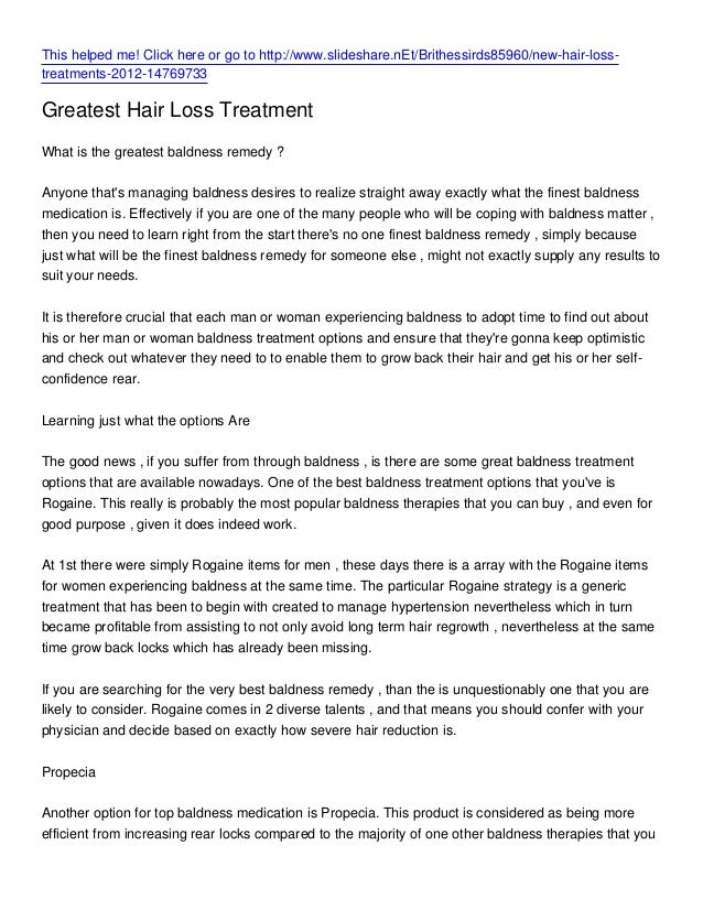 Greatest Hair Loss Treatment