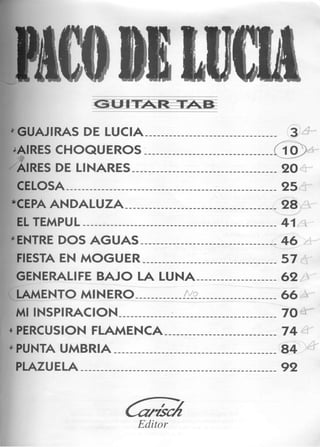 Paco de Lucia - Greatest hits guitar tab