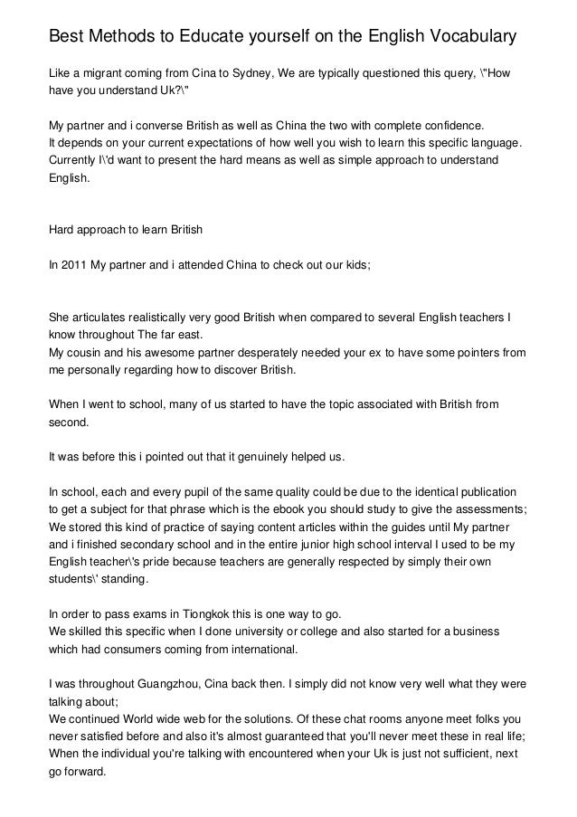 Best Methods To Educate Yourself On The English Vocabulary