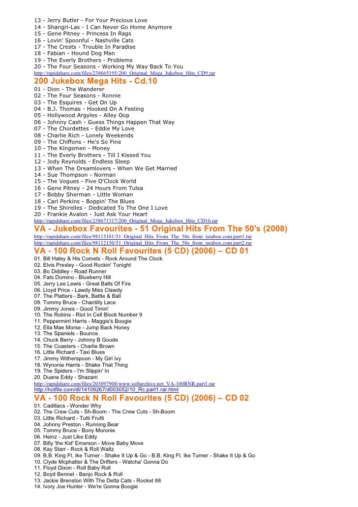 Greatest Rock N Roll Songs Of The 50s