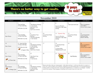 Great Falls Training Calendar November