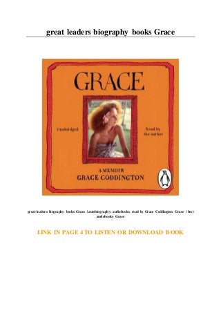 great leaders biography books Grace
great leaders biography books Grace | autobiography audiobooks read by Grace Coddington Grace | best
audiobooks Grace
LINK IN PAGE 4 TO LISTEN OR DOWNLOAD BOOK
 