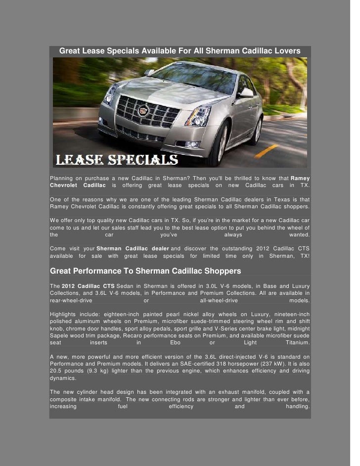 Ramey Chevrolet Sherman Tx >> Great Lease Specials Available For All Sherman Cadillac Lovers Ramey Chevrolet Sherman Tx >> Great Lease Specials Available For All Sherman Cadillac Lovers