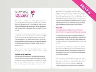 CHAPTER 3
VALUES
SHARED BELIEFS ABOUT WHAT IS MOST
IMPORTANT WHEN CONDUCTING BUSINESS.
unedited
PREVIEWpoint culture start...