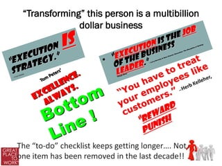 “Transforming” this person is a multibillion
              dollar business




The “to-do” checklist keeps getting longer…. Not
one item has been removed in the last decade!!
 