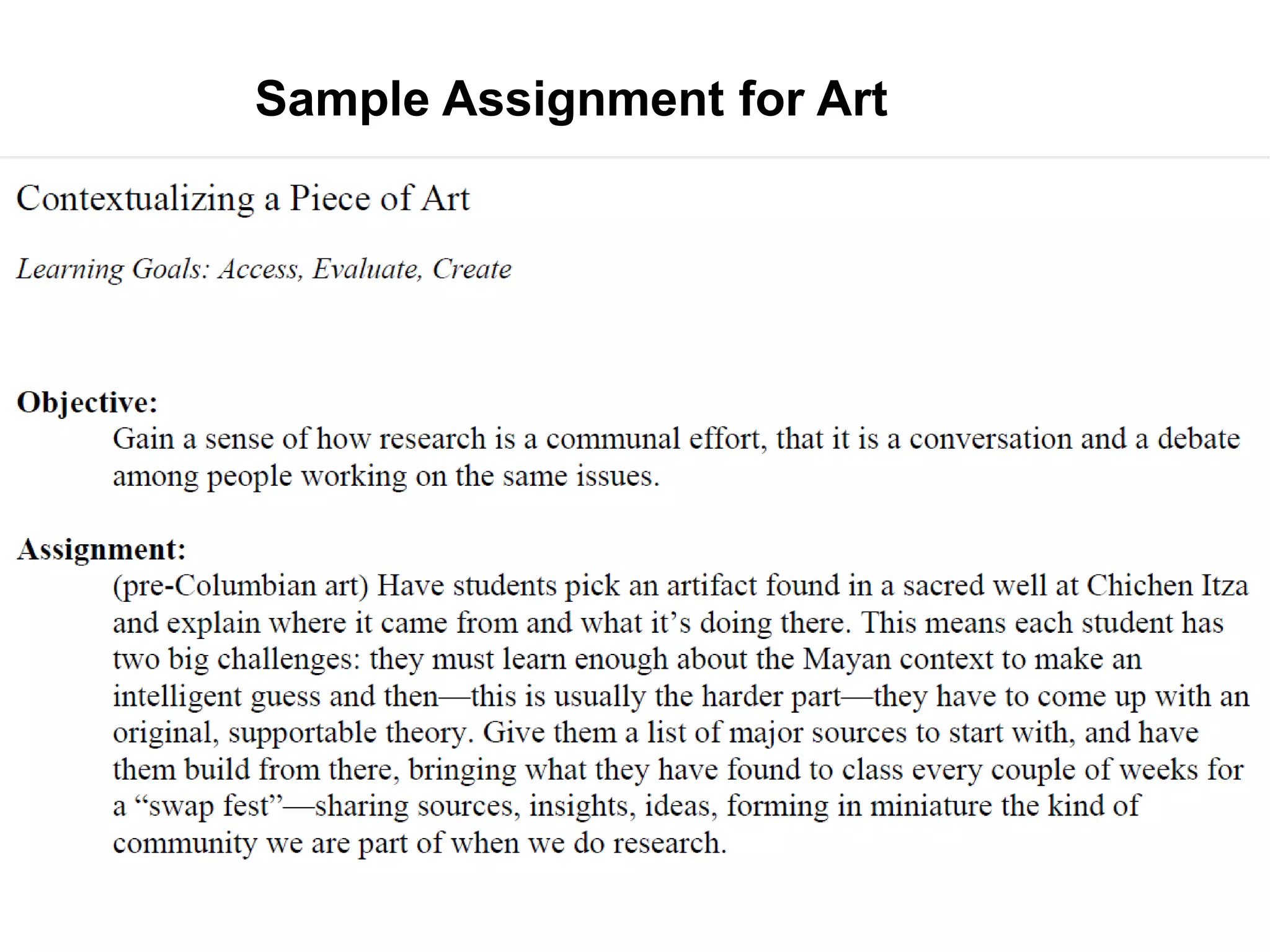 Sample Assignment for Art
 