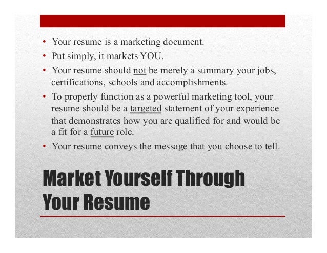 selling yourself in a resumes