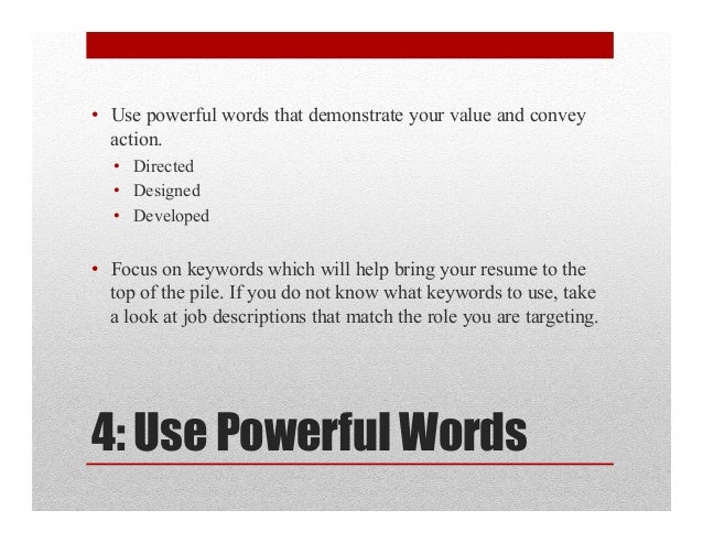great words to use on a resumes