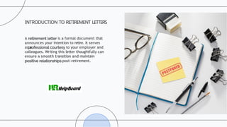 Great retirement letters , Sample retirement letter to employer | PPTX