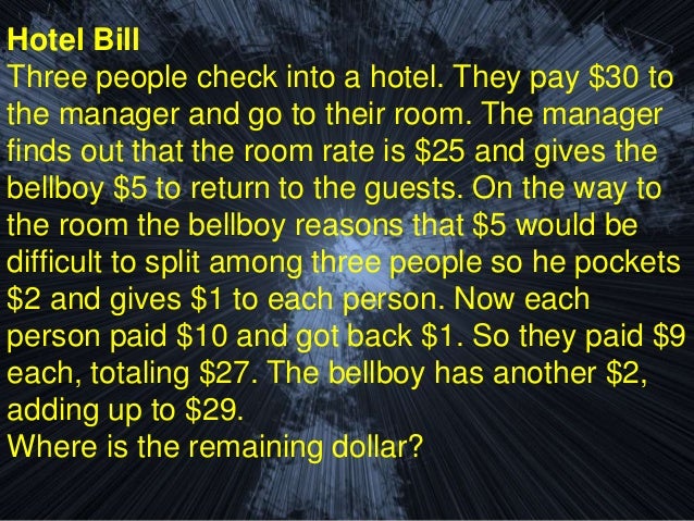 30 dollar hotel room riddle 30 dollar hotel room riddle