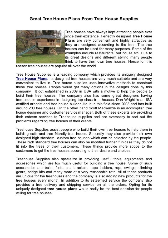 Tree House Plans