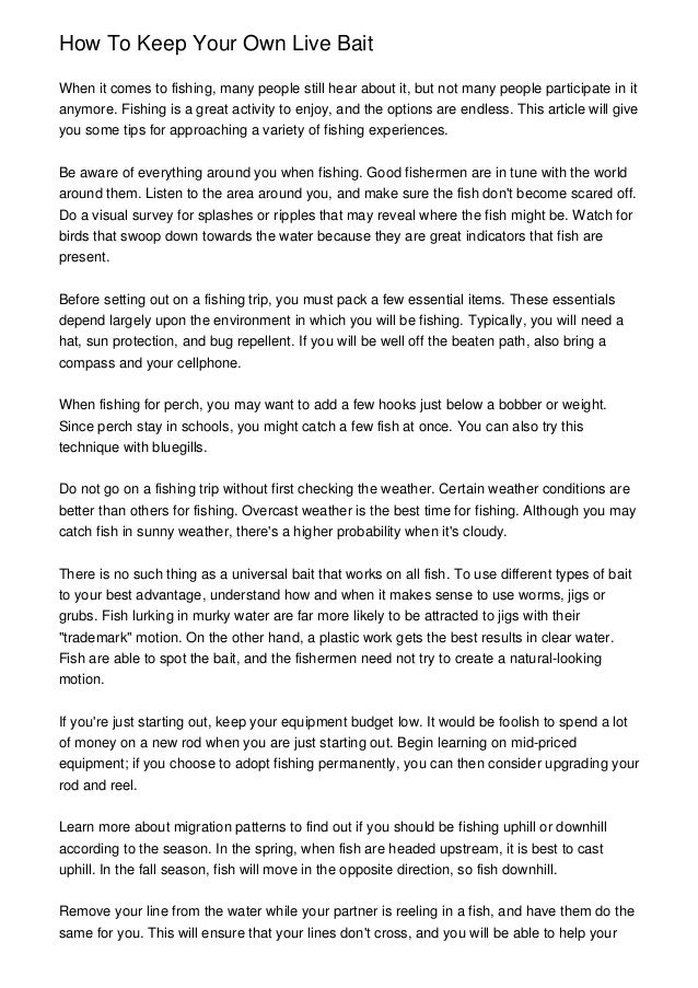 How To Keep Your Own Live Bait