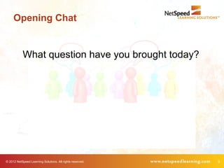 Opening Chat


            What question have you brought today?




© 2012 NetSpeed Learning Solutions. All rights reserv...