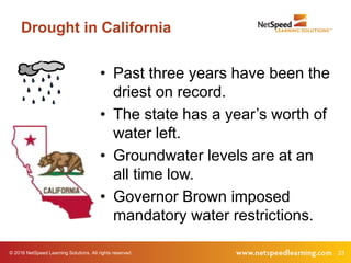 © 2016 NetSpeed Learning Solutions. All rights reserved. 23
Drought in California
• Past three years have been the
driest ...