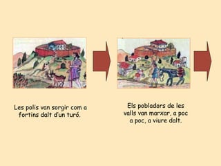 Les polis van sorgir com a fortins dalt d’un turó.  Els pobladors de les valls van marxar, a poc a poc, a viure dalt. 