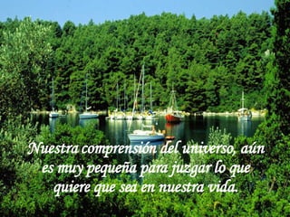 Nuestra comprensión del universo, aún es muy pequeña para juzgar lo que quiere que sea en nuestra vida. 