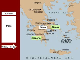 Pólis
VIII aC VI aC
Arcaico
Atenas
Esparta
Tebas
 