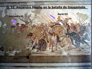 D. 32. Alejandro Magno en la batalla de Gaugamela.
Alejandro M.
Darío III
 
