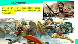 www.profesorfrancisco.es (CC BY-NC-SA 4.0)
LEÓNIDAS
5ª etapa: clásica
Guerras Médicas
En la 2ª, el emperador persa
Jerjes I venció a Leónidas en
Termópilas
 