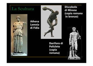 La Scultura
Athena
Lemnia
di Fidia
Discobolo
di Mirone
(copia romana
in bronzo)
Doriforo di
Policleto
(copia
romana)
Presentazione prof. Zenoni_classi 1° iSchool
 