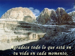 Agradece todo lo que está en tu vida en cada momento, inclusive el dolor. 