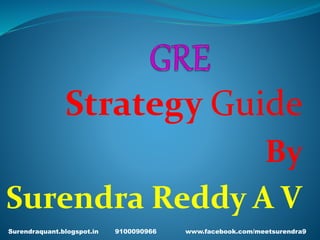 Strategy Guide
By
Surendra Reddy A V
Surendraquant.blogspot.in 9100090966 www.facebook.com/meetsurendra91
 
