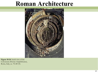 Figure 10-36  Aerial view of the Colosseum (Flavian Amphitheater), Rome, Italy, ca. 70–80 CE.  45 Roman Architecture 