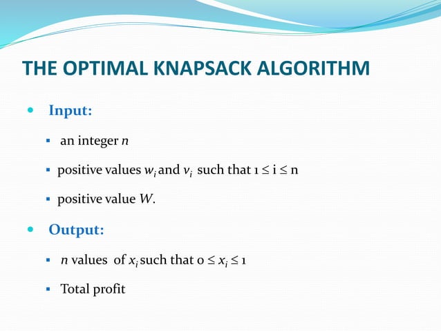Greedy Algorithm - Knapsack Problem | PPT