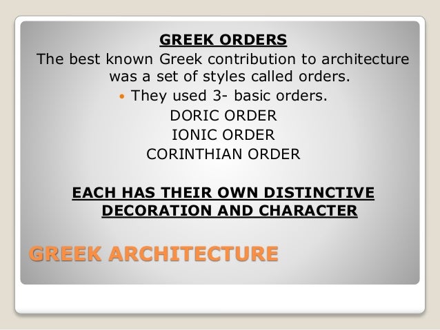 Greek Architecture By Mam Afshan Jamsheed