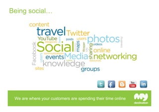Being social…




 We are where your customers are spending their time online
 