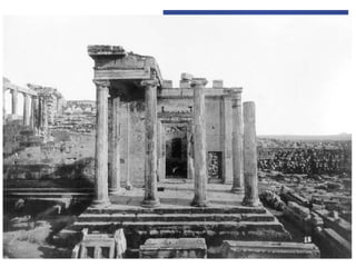 • essentially the north is a balancing
porch.
• OR a western porch rotated to the
north side.
• 4 Ionic columns stand along the
north façade with two more on the
side.
• the coffered roof had a hole in it to
allow light in because it was here
that a thunderbolt from Zeus was
said to have struck.
• this porch gave access to the western
cella through a large doorway.
• the porch juts out to the west:
– a door here which allows access to the shrine of Pandrosos where an olive tree stood,
the gift of Athena to Athens when she won the competition against Poseidon.
NORTH
 