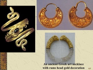 An ancient Greek art necklace with rams head gold decoration 