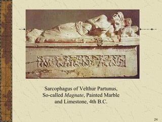 Sarcophagus of Velthur Partunus, So-called  Magnate , Painted Marble and Limestone, 4th B.C. 
