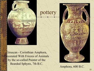 pottery Etruscan - Corinthian Amphora, Decorated With Friezes of Animals by the so-called Painter of the Bearded Sphynx, 7th B.C. Amphora, 600 B.C. 