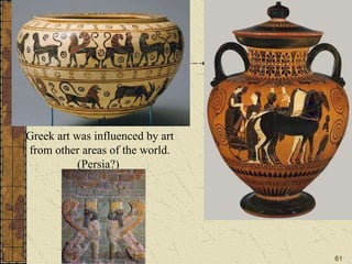Greek art was influenced by art from other areas of the world. (Persia?)  