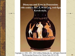 Dionysus and Eros in Procession. mid-4th century B.C.E.Wine jug, red-figured, Kerch style.  