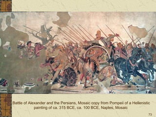 Battle of Alexander and the Persians, Mosaic copy from Pompeii of a Hellenistic painting of ca. 315 BCE, ca. 100 BCE, Naples, Mosaic  