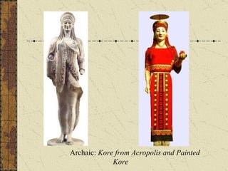Archaic:  Kore from Acropolis and Painted Kore 