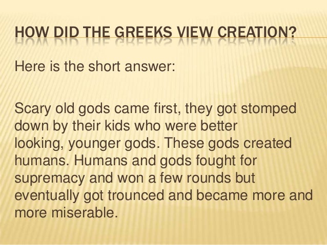 Comparing Creation Myths - Essay Example