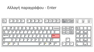 Αλλαγή παραγράφου - Enter
 