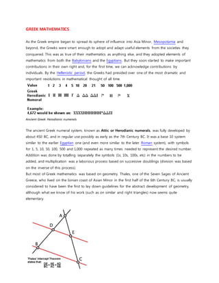Roman Greek Math Greek Mathematics | DOCX